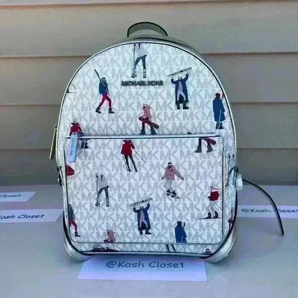 Michael Kors Backpack Adina Medium Jet Set Girls MK Signature Bright White Multi - Picture 4 of 12